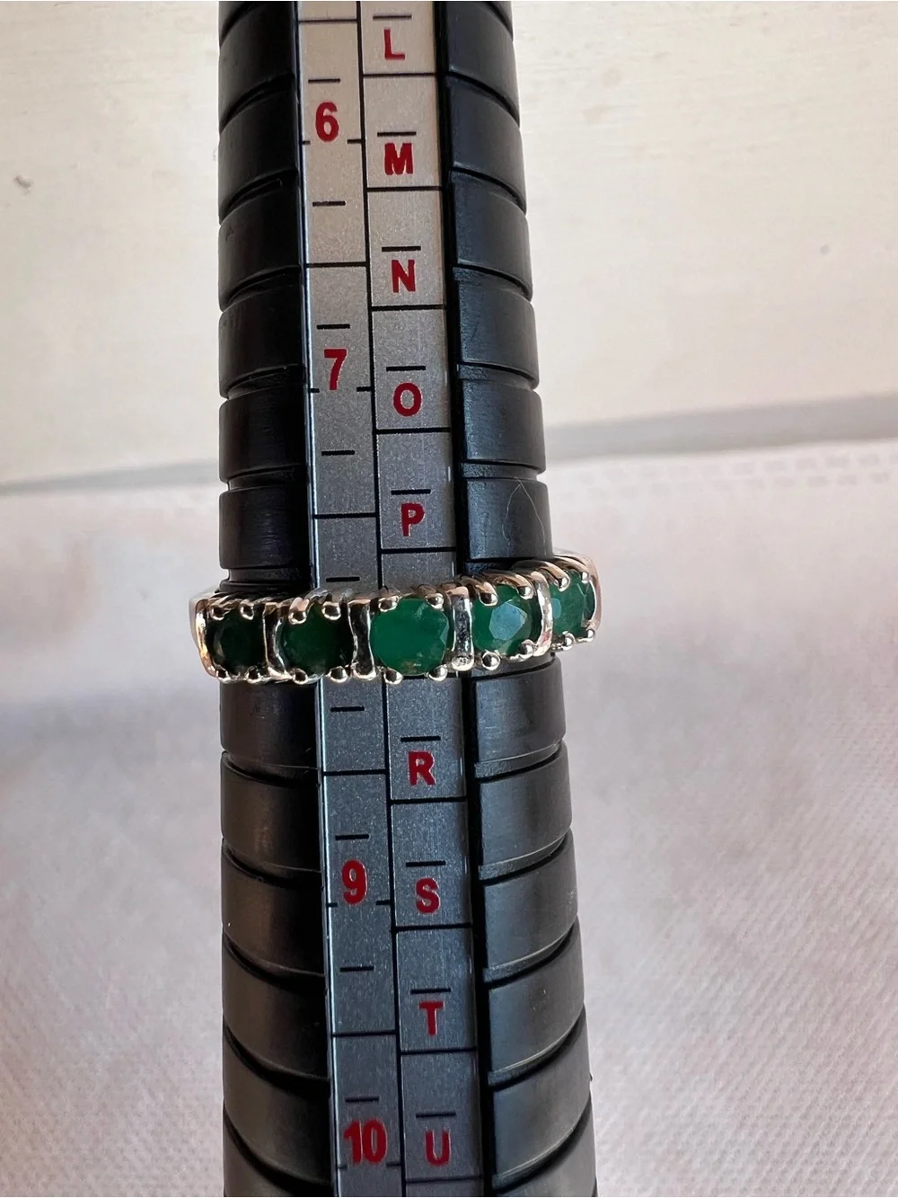 925 Sterling Silver 5 Emerald Green Gemstone-
